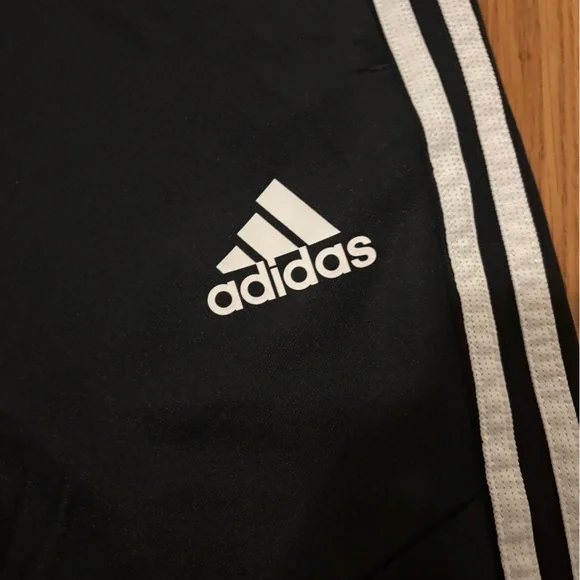 adidas Black Jogger Pants with White Side Stripes - Kids - Picture 2 of 3